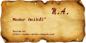 Modor Anikó névjegykártya